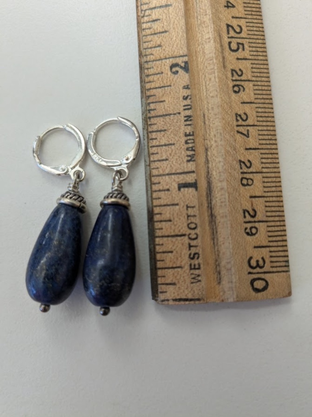 Lapis Lazuli Drop Earrings, Medium Size